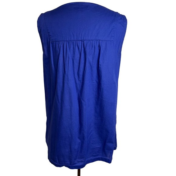 Style & Company Jeans Baby Doll Tank 12 Royal Blue Cotton Beaded Cotton - Picture 7 of 15